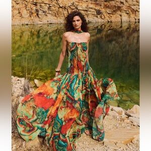 Vibrant Multicolor Strapless Maxi Dress